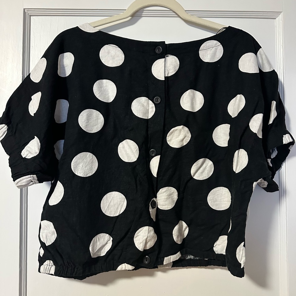 POLKA DOT LINEN TOP - Picture 2 of 2